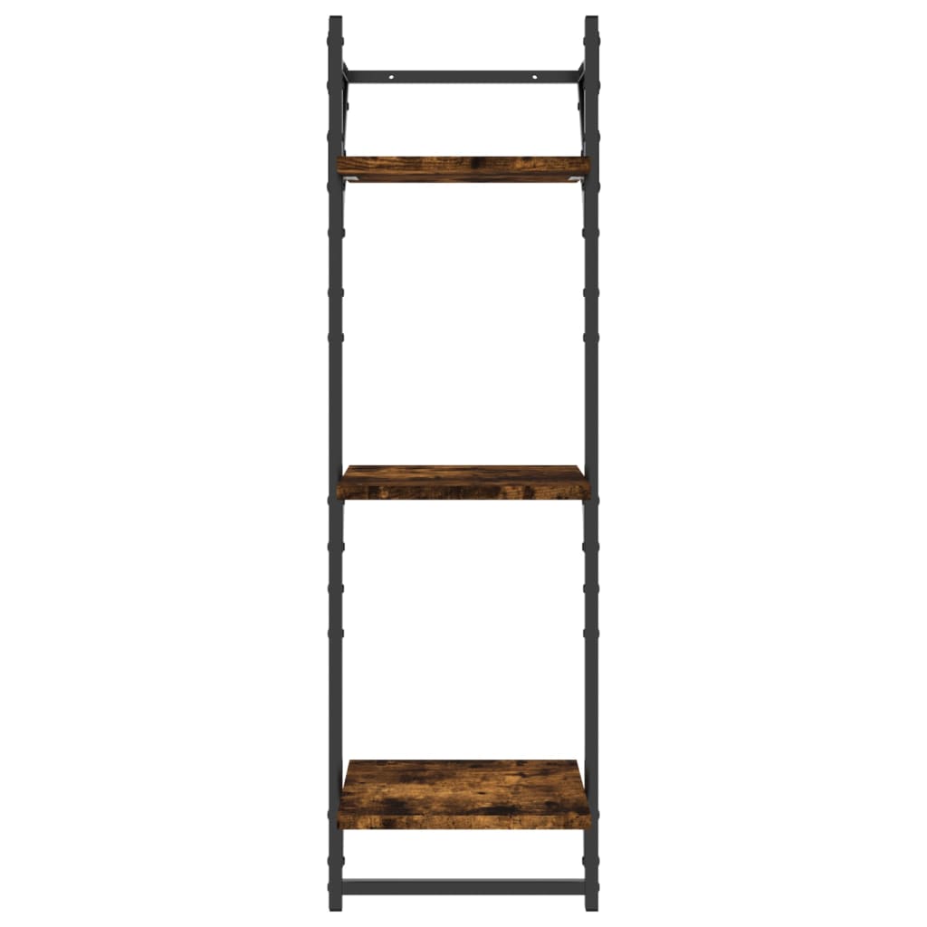 vidaXL 6 Piece Wall Shelf Set with Bars Smoked Oak Engineered Wood