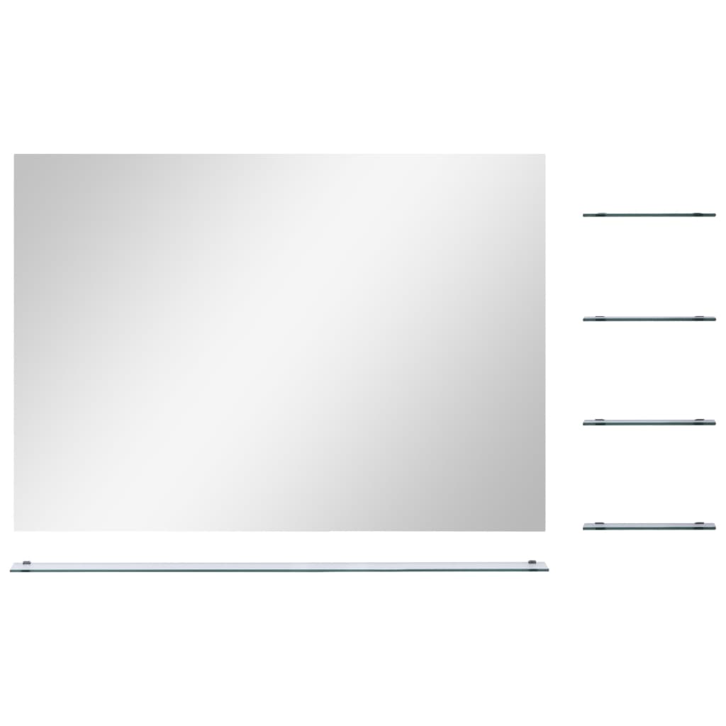 vidaXL Wall Mirror with 5 Shelves Silver 80x60 cm