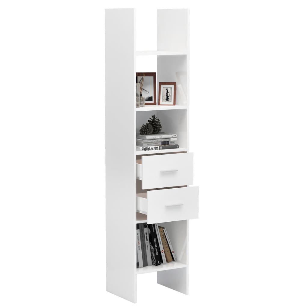 vidaXL Book Cabinet High Gloss White 40x35x180 cm Engineered Wood