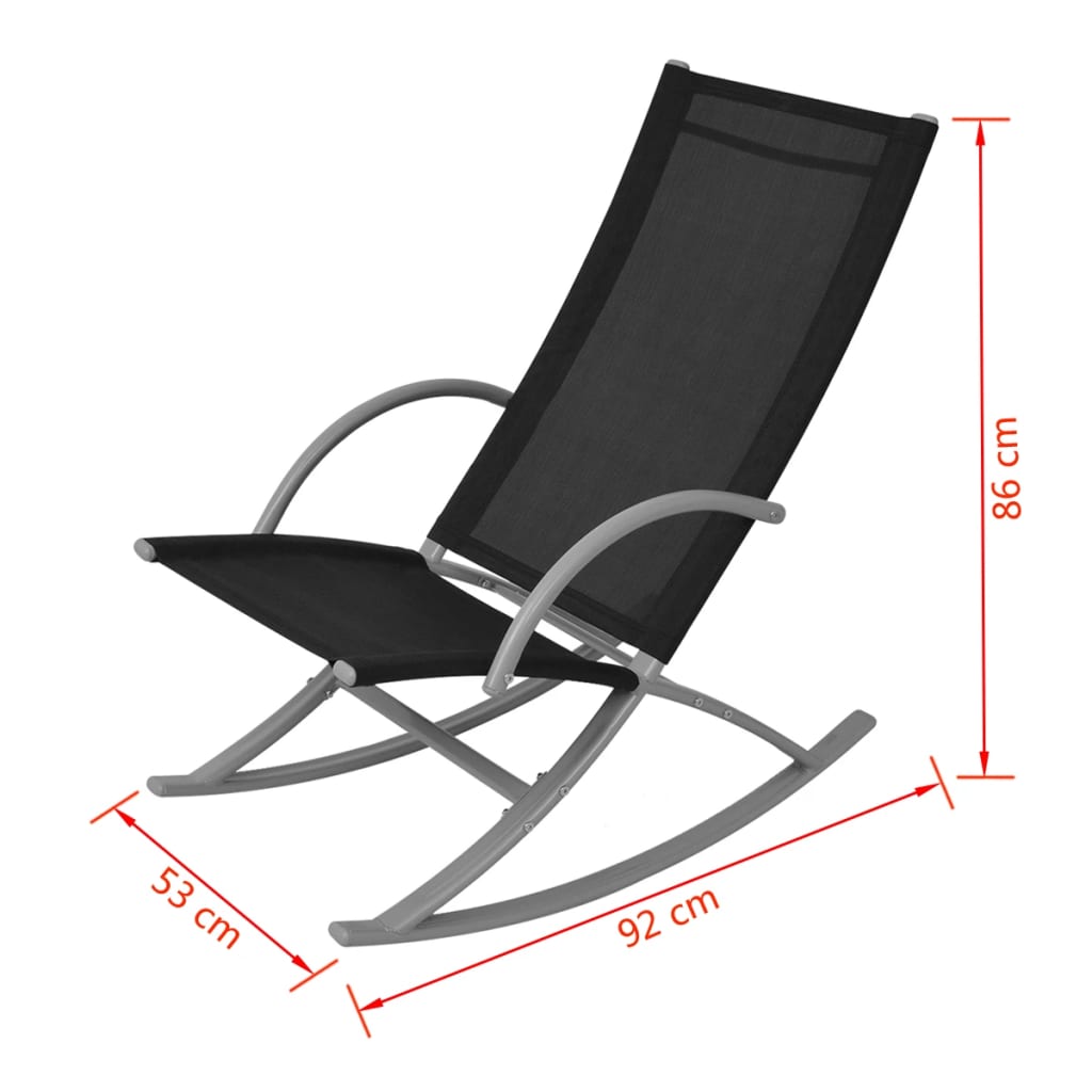 vidaXL Garden Rocking Chairs 2 pcs Steel and Textilene Black
