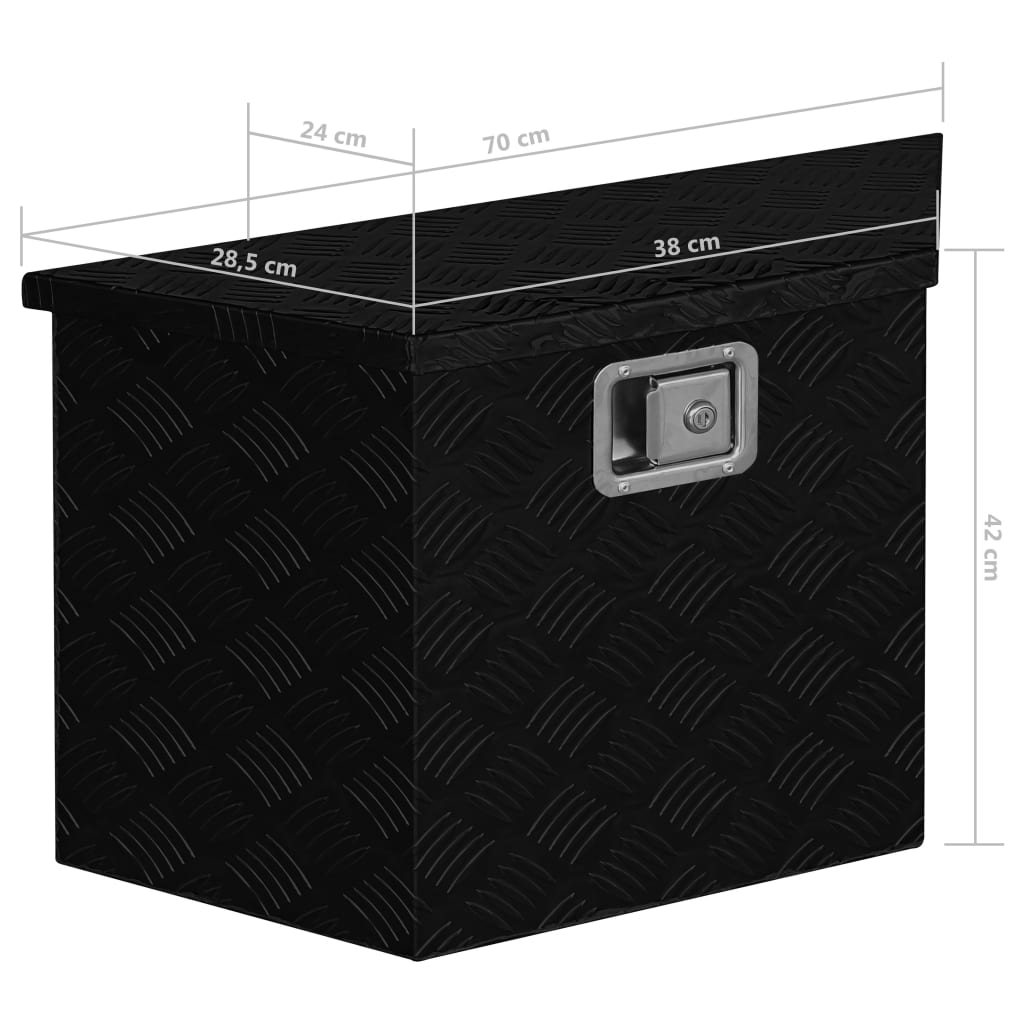 vidaXL Aluminium Box 70x24x42 cm Trapezoid Black