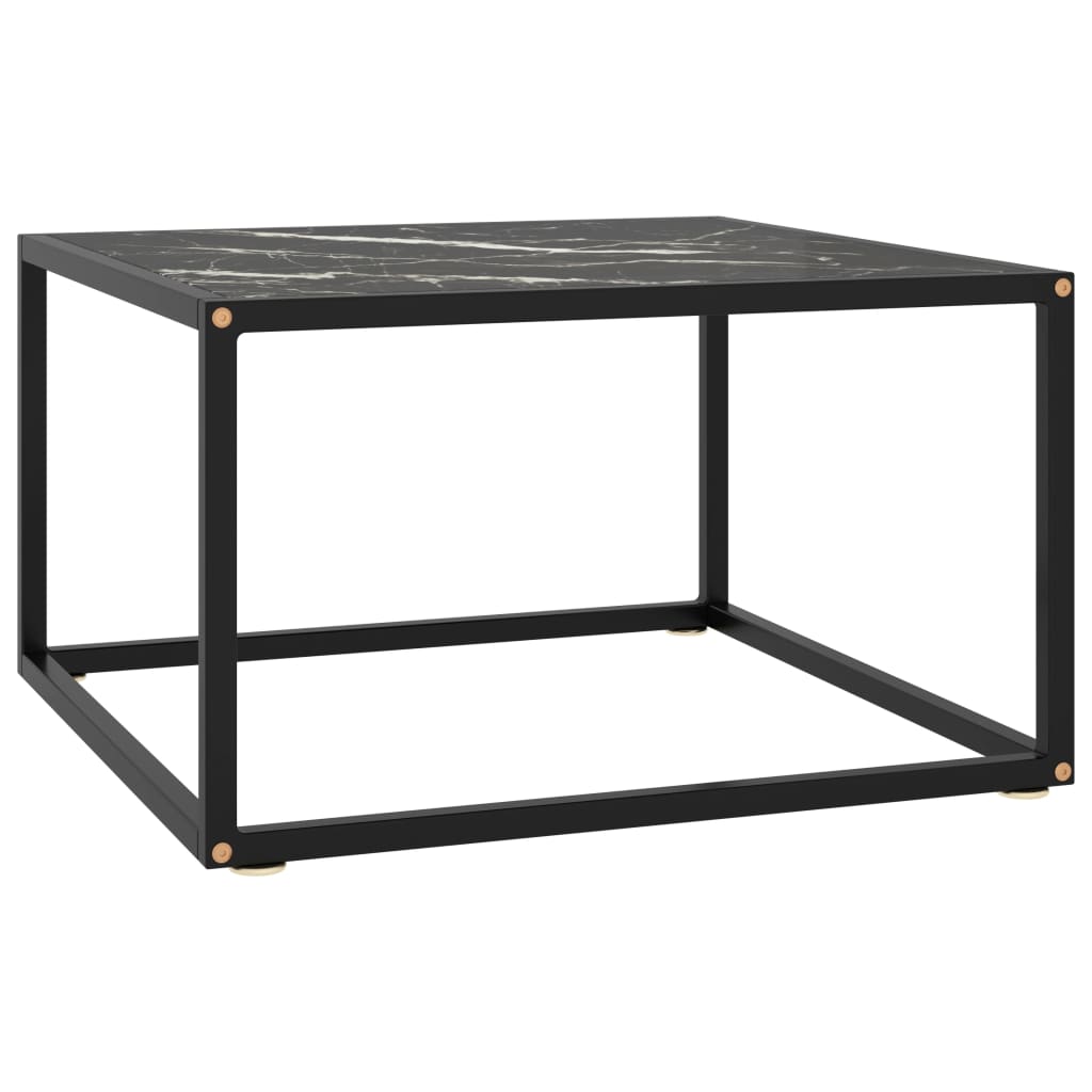 vidaXL Coffee Table Black with Black Marble Glass 60x60x35 cm