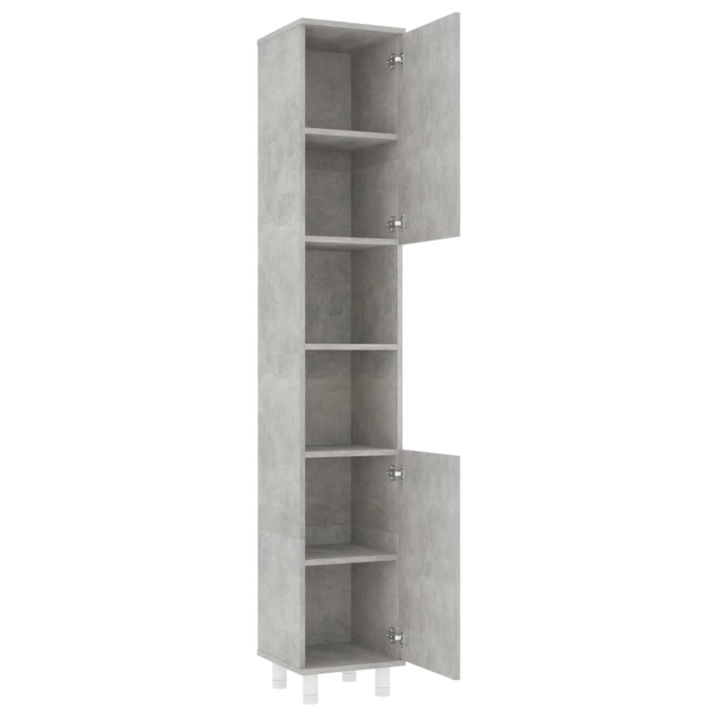 vidaXL Bathroom Cabinet Concrete Grey 30x30x179 cm Engineered Wood
