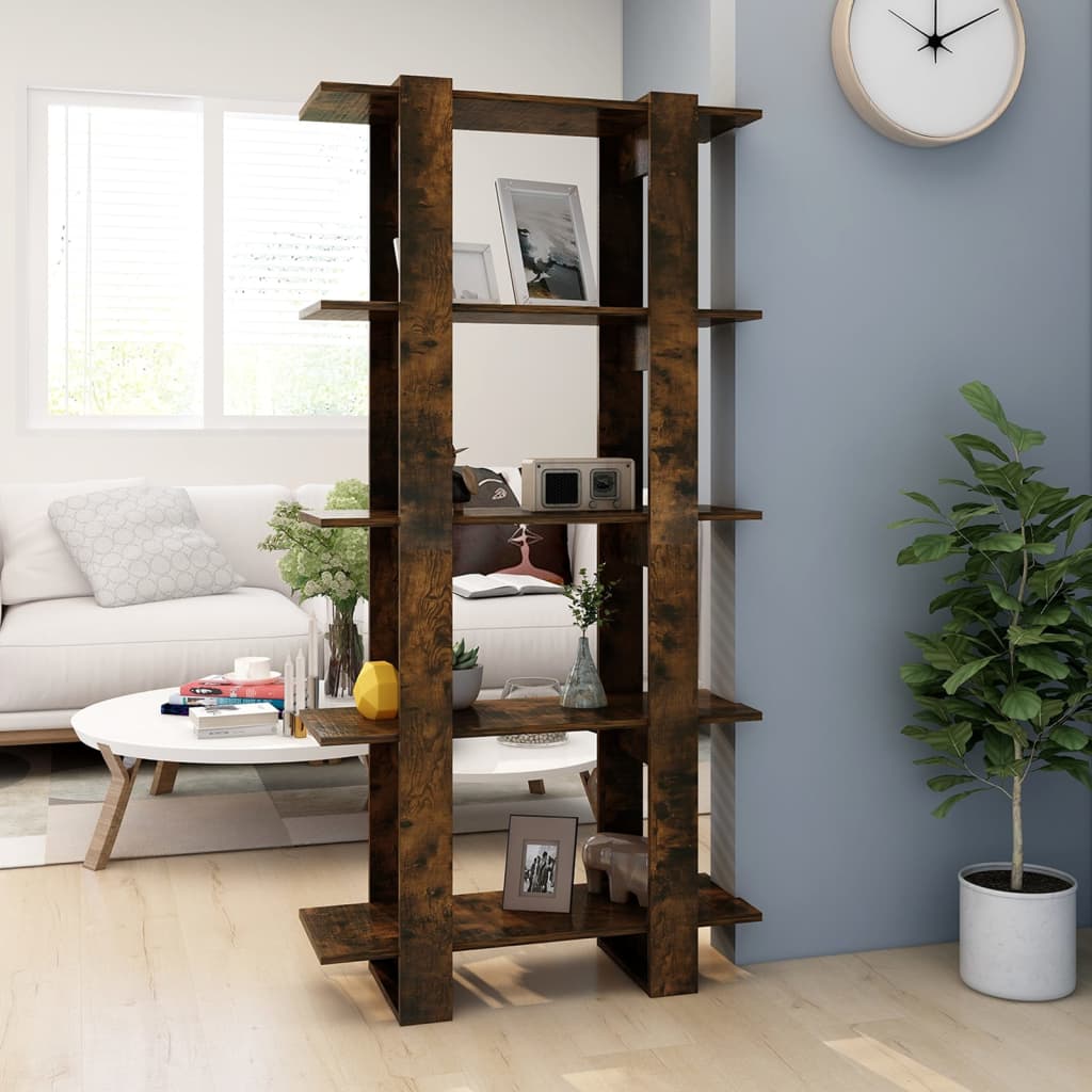 vidaXL Book Cabinet/Room Divider Smoked Oak 80x30x160 cm Engineered Wood