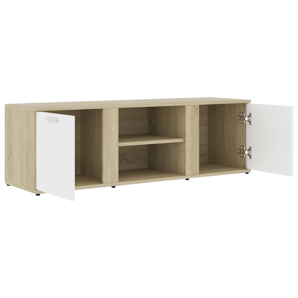 vidaXL TV Cabinet White and Sonoma Oak 120x34x37 cm Engineered Wood