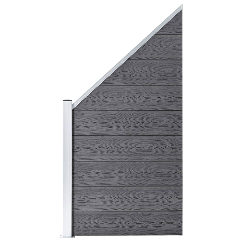 vidaXL WPC Fence Set 8 Square + 1 Slanted 1484x186 cm Grey