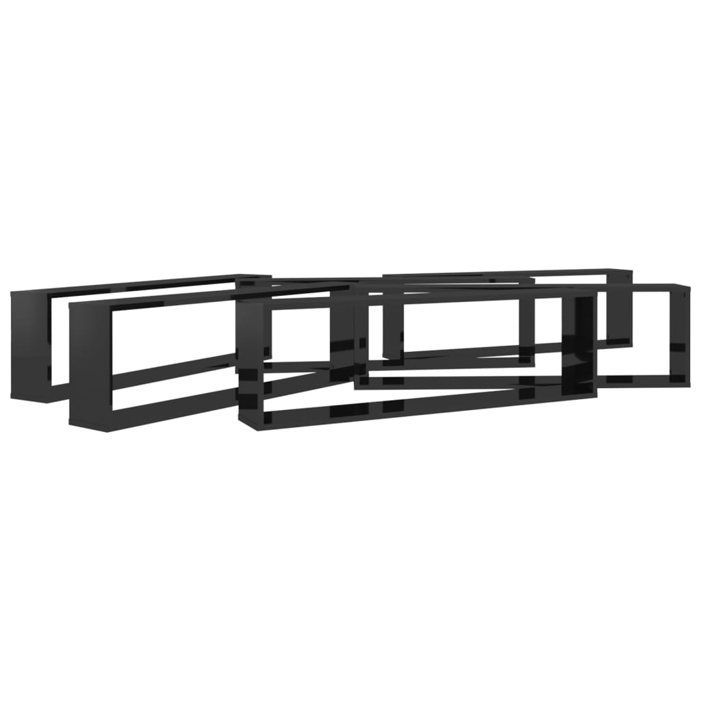 vidaXL Wall Cube Shelf 6 pcs High Gloss Black 100x15x30 cm Engineered Wood