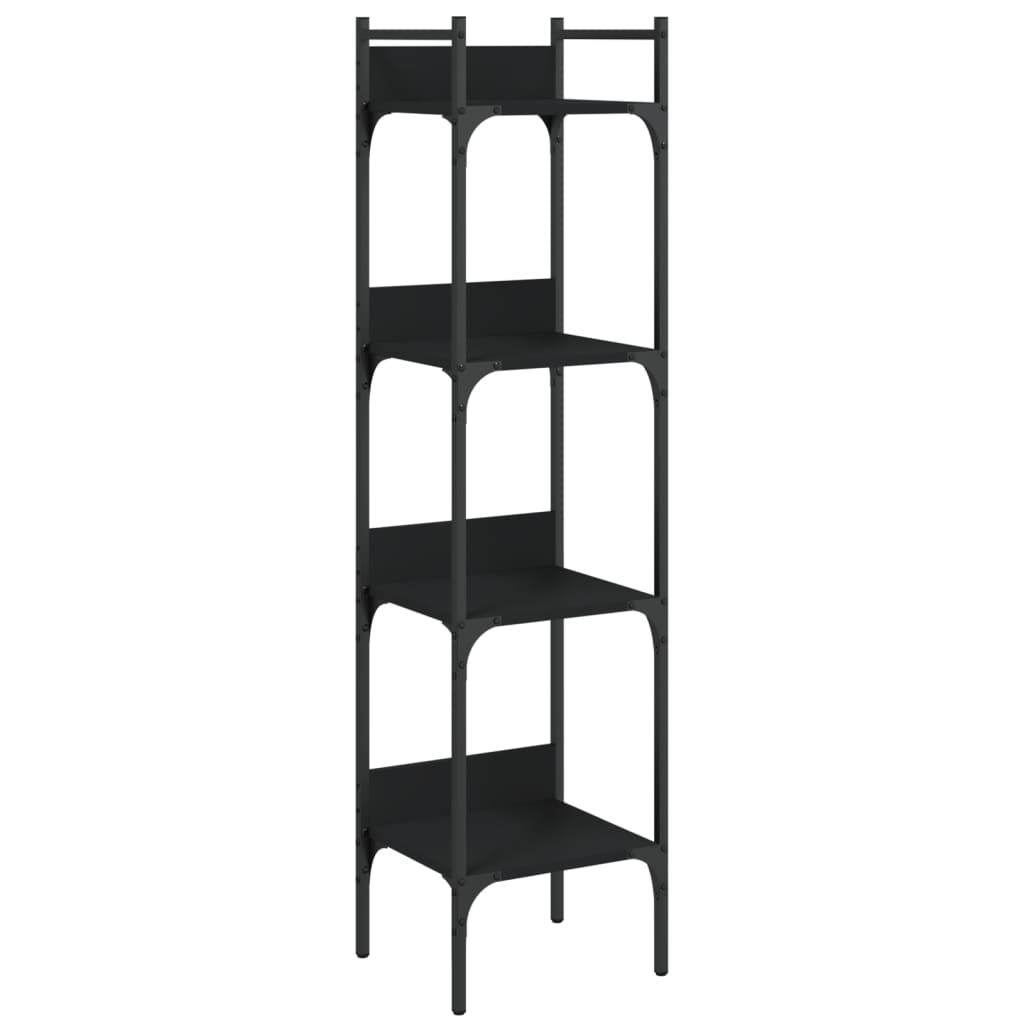 vidaXL Bookshelf 4-Tier Black 35x30x138.5 cm Engineered Wood