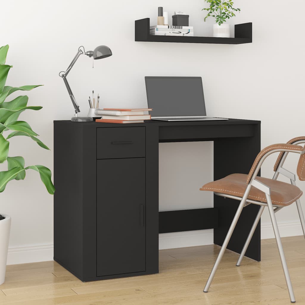 vidaXL Desk Black 100x49x75 cm Engineered Wood