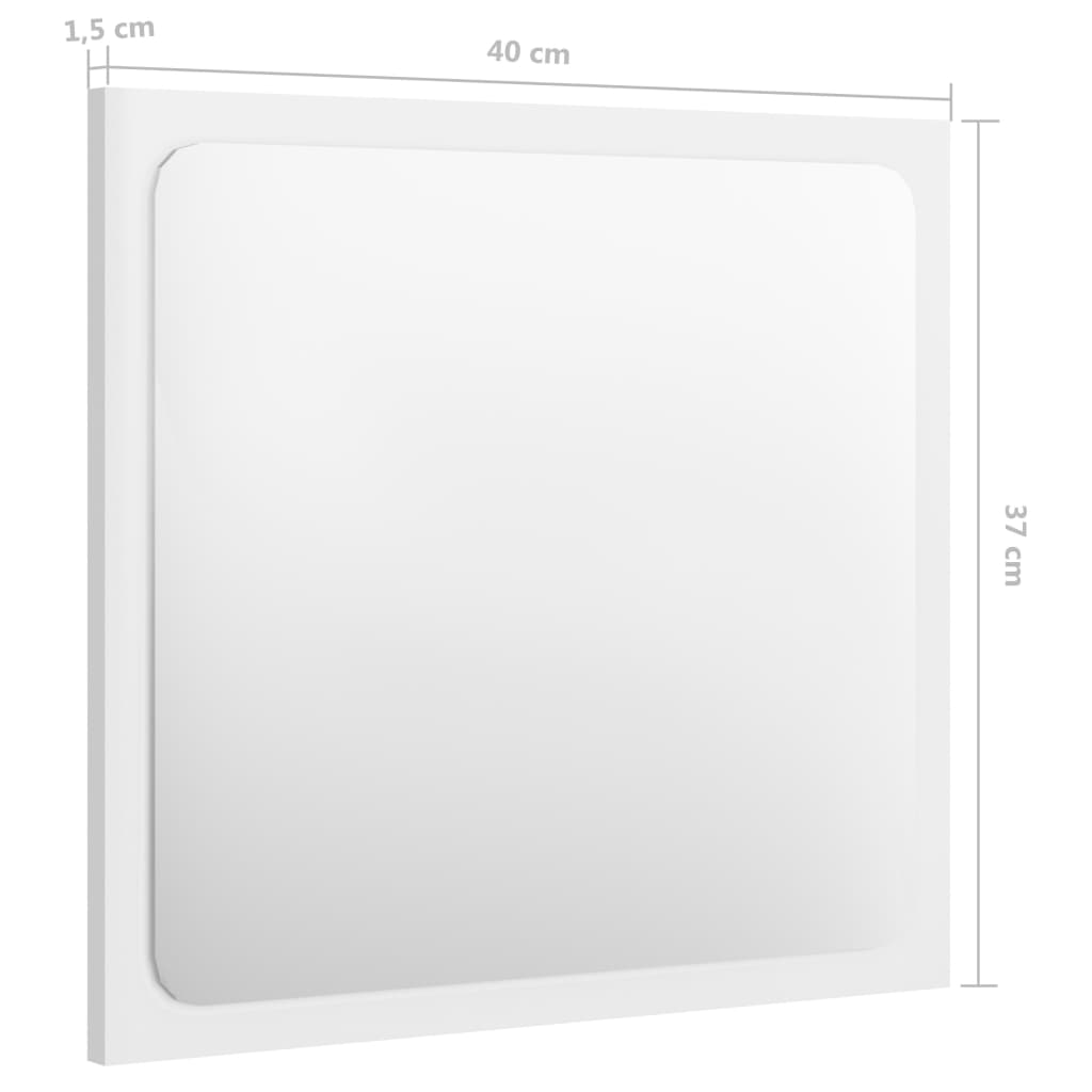vidaXL Bathroom Mirror High Gloss White 40x1.5x37 cm Engineered Wood