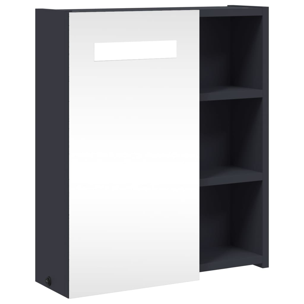 vidaXL Bathroom Mirror Cabinet with LED Light Grey 45x13x52 cm
