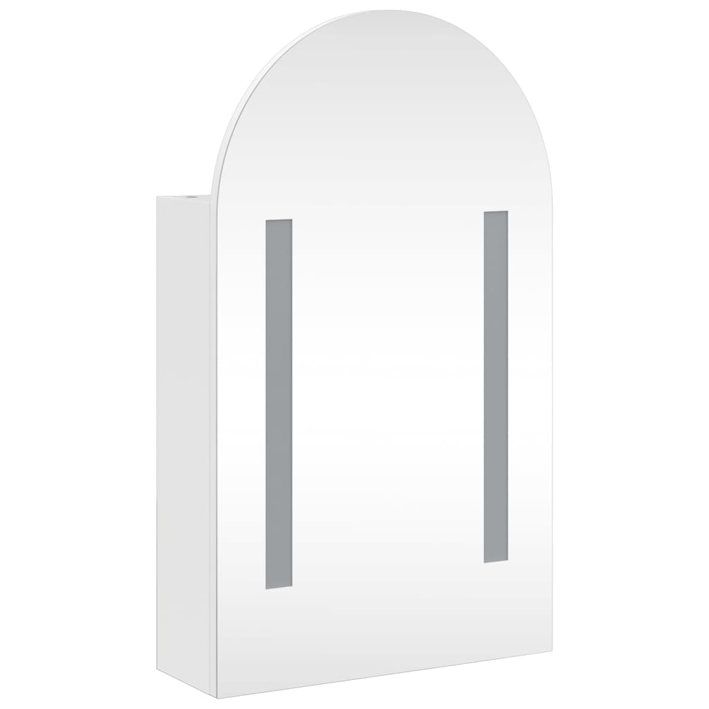 vidaXL Bathroom Mirror Cabinet with LED Light Arched White 42x13x70 cm