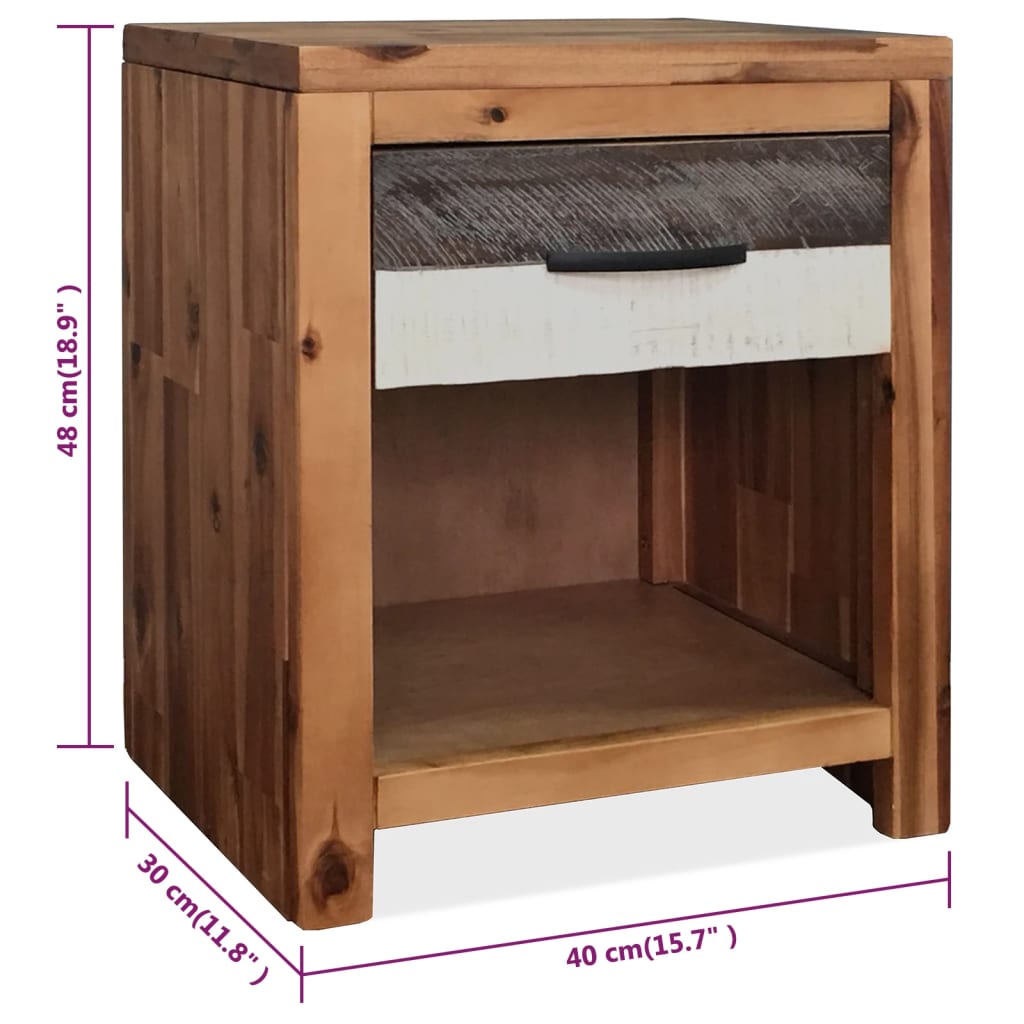 vidaXL Bedside Table Solid Acacia Wood 40x30x48 cm