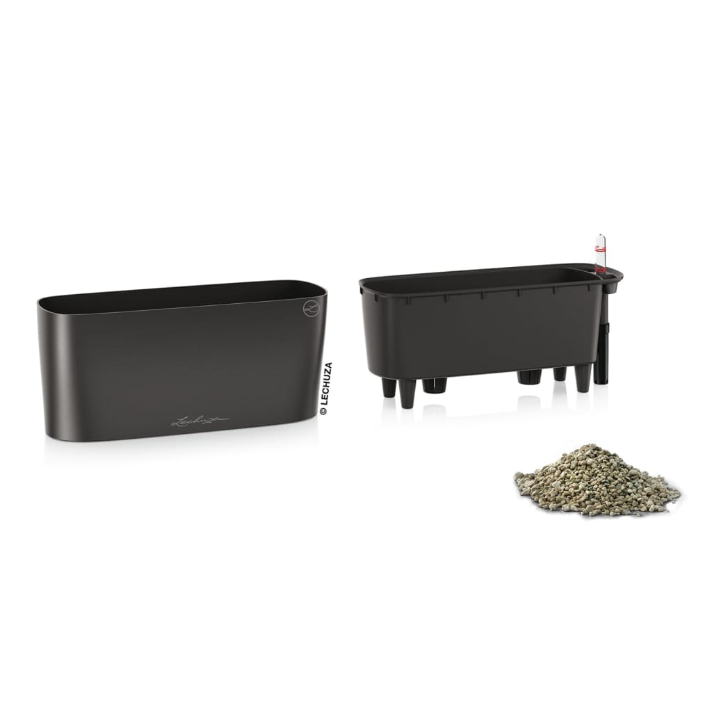 LECHUZA Planter DELTA 10 ALL-IN-ONE Metallic Charcoal