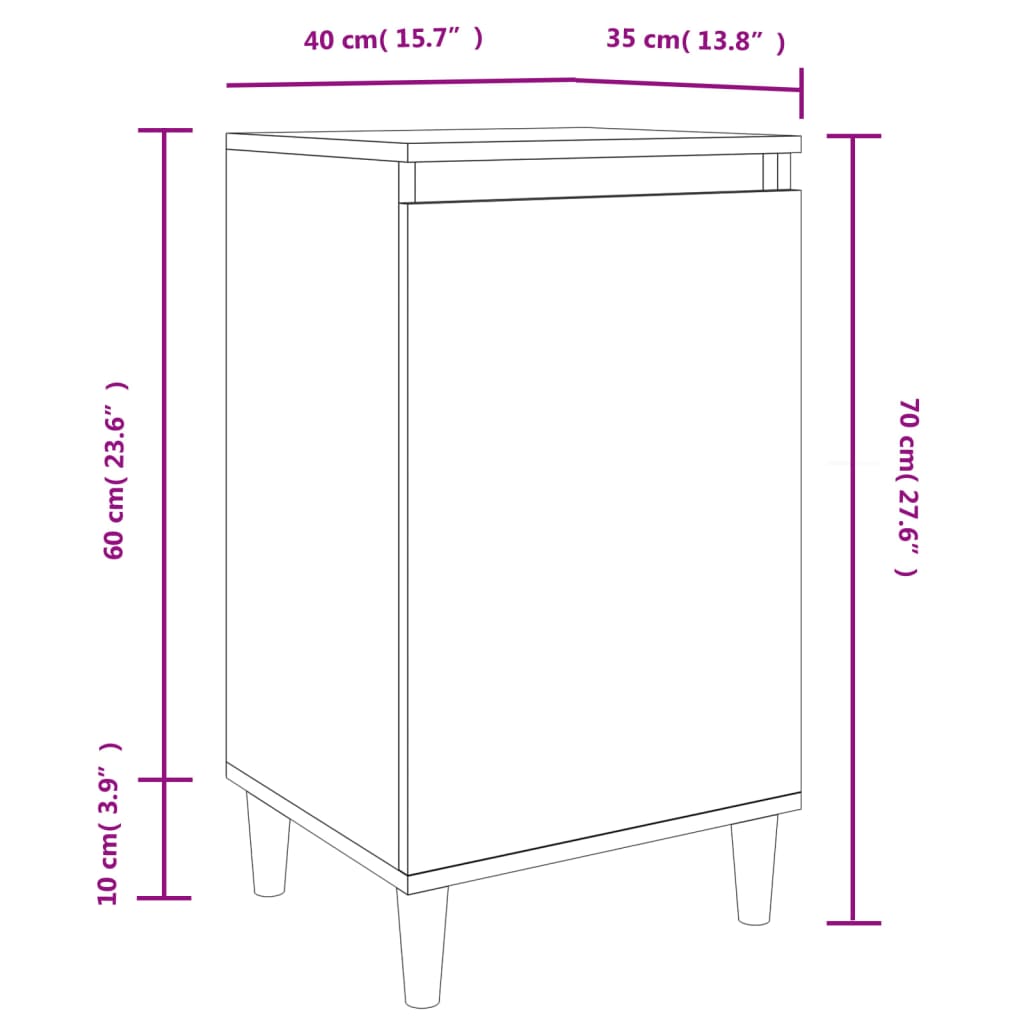vidaXL Bedside Cabinet Smoked Oak 40x35x70 cm Engineered Wood