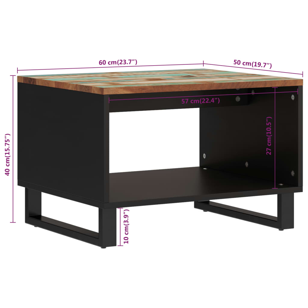 vidaXL Coffee Table 60x50x40 cm Solid Wood Reclaimed
