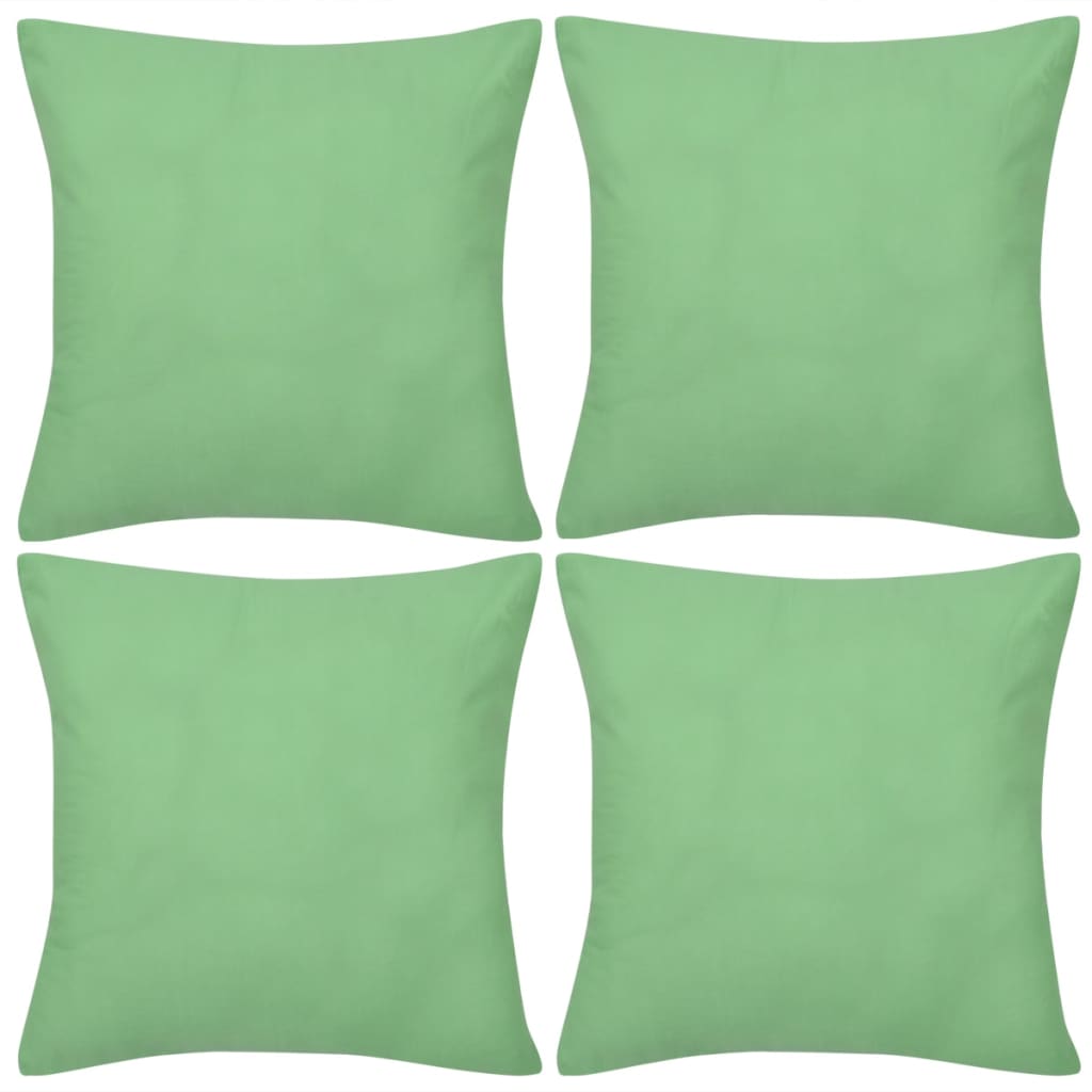 4 Apple Green Cushion Covers Cotton 40 x 40 cm