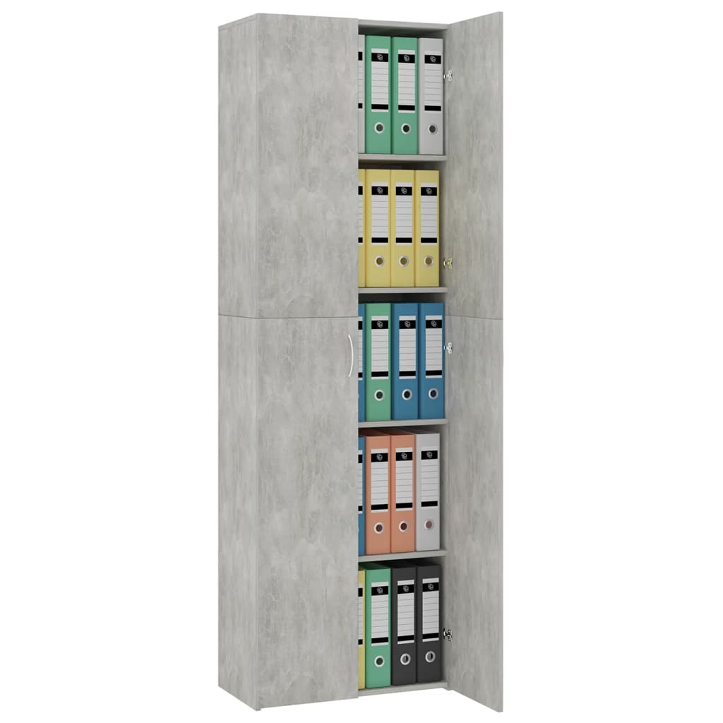 vidaXL Office Cabinet Concrete Grey 60x32x190 cm Engineered Wood