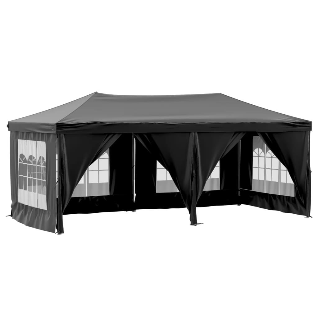 vidaXL Folding Party Tent with Sidewalls Black 3x6 m