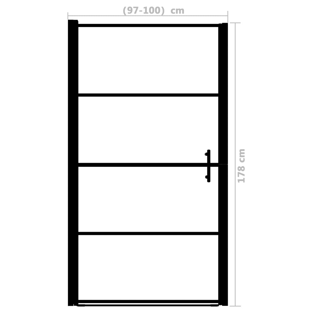 vidaXL Shower Door Frost Tempered Glass 100x178 cm Black
