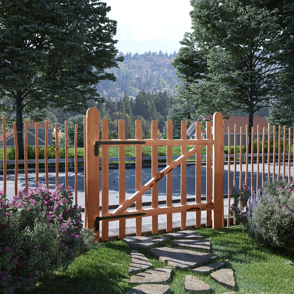 vidaXL Single Fence Gate Impregnated Hazel Wood 100x90 cm