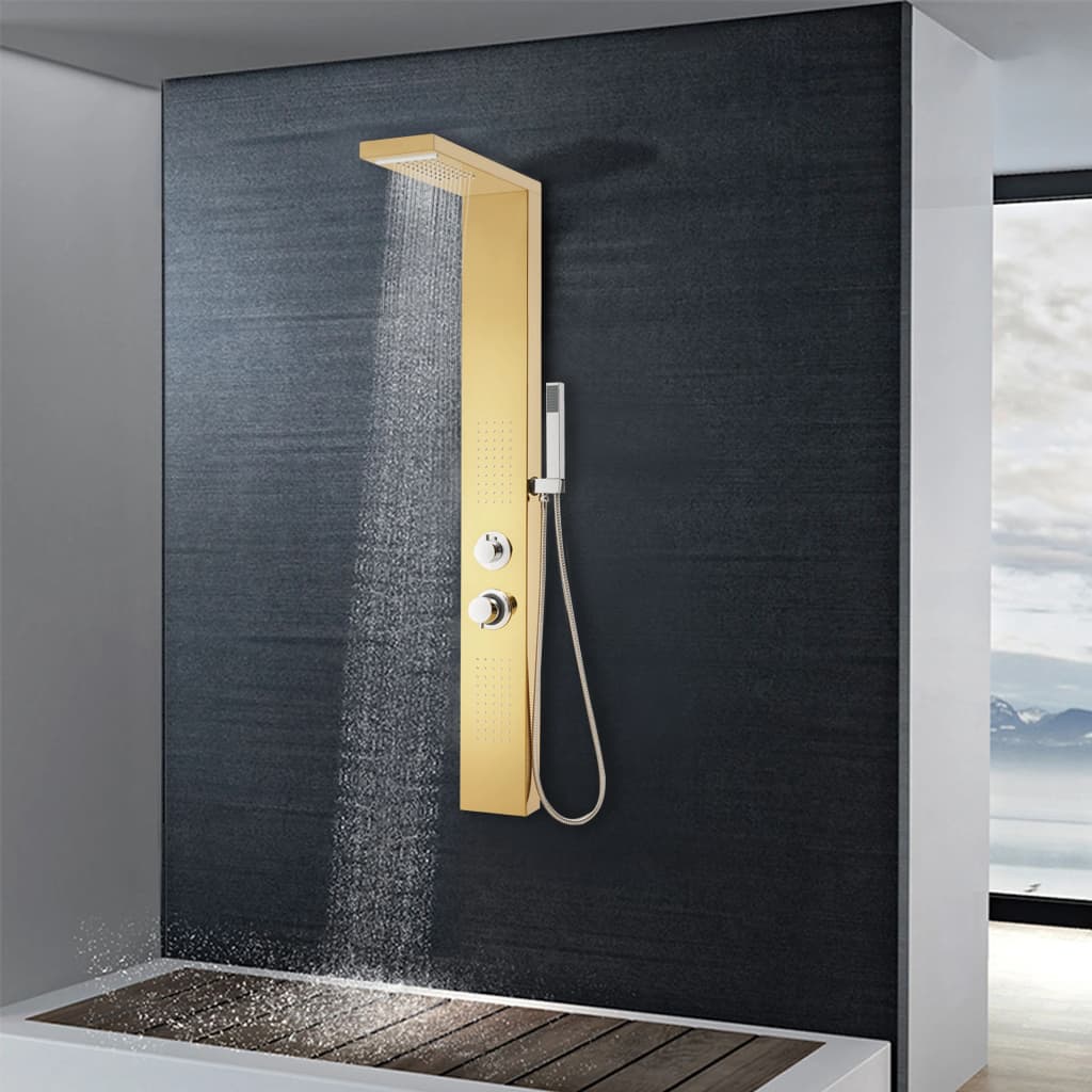 vidaXL Shower Panel System Stainless Steel 201 Gold