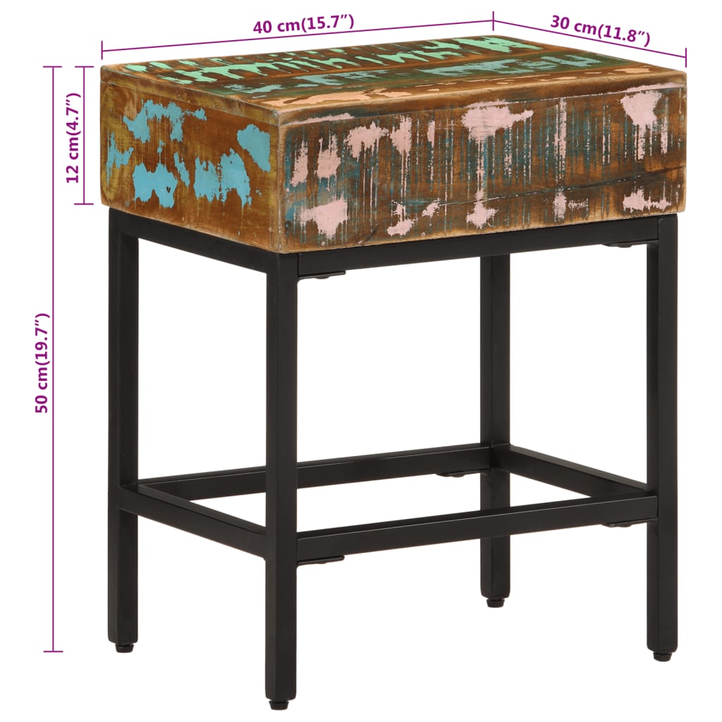 vidaXL Side Table 40x30x51 cm Solid Wood Reclaimed