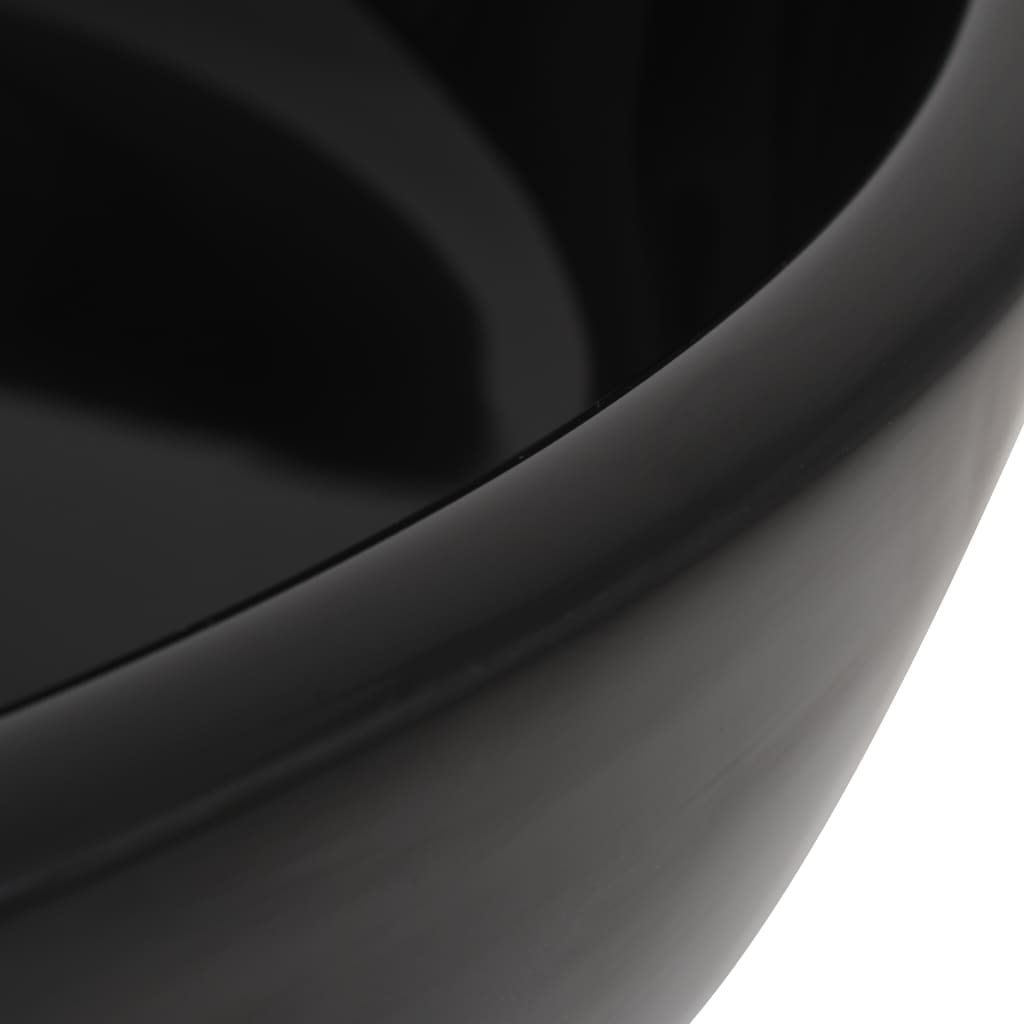 vidaXL Basin Ceramic Round Black 42x12 cm