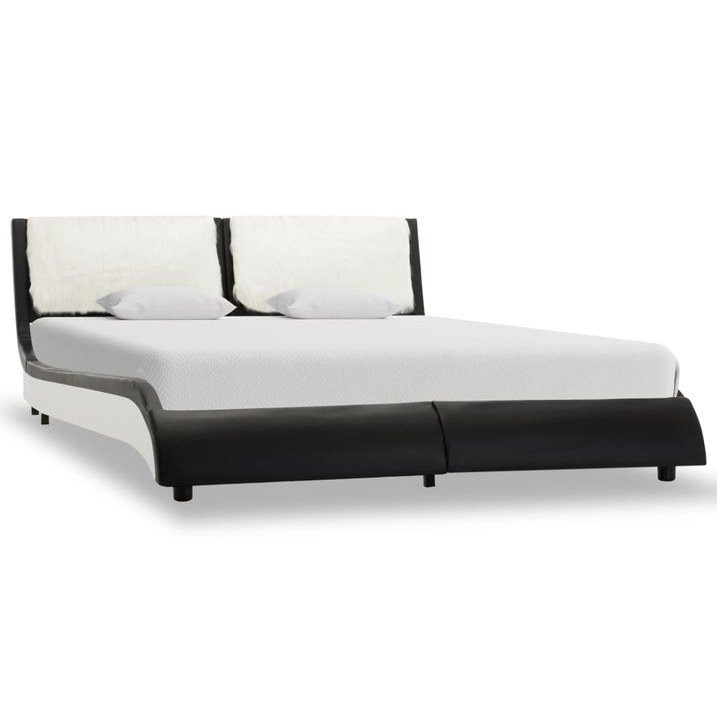 vidaXL Bed Frame Black and White Faux Leather 135x190 cm 4FT6 Double