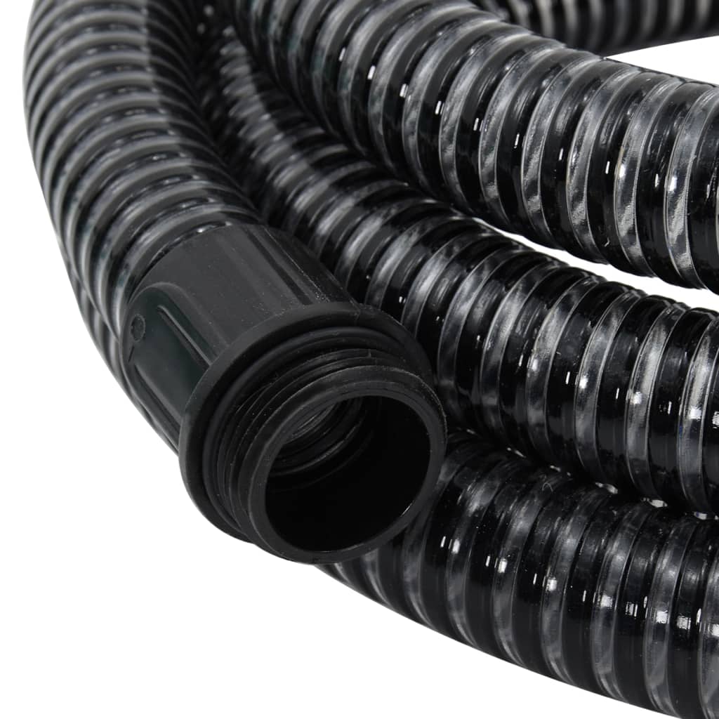 vidaXL Suction Hose with Brass Connectors Black 1.1" 10 m PVC