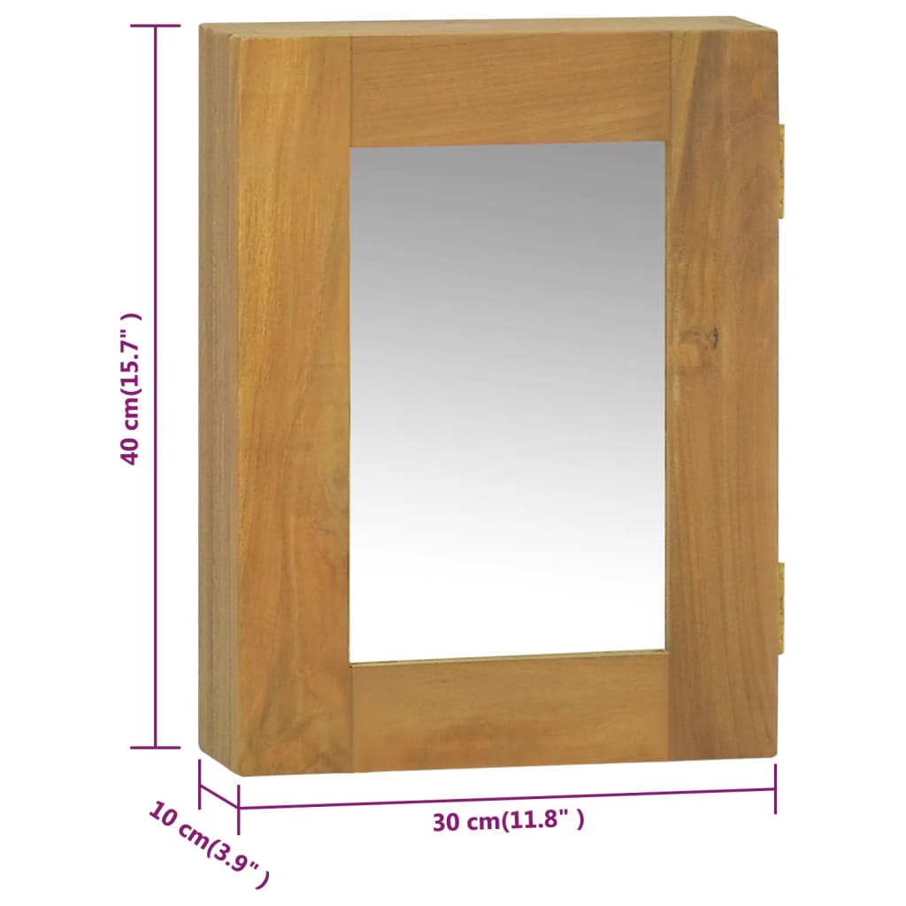 vidaXL Mirror Cabinet 30x10x40 cm Solid Wood Teak