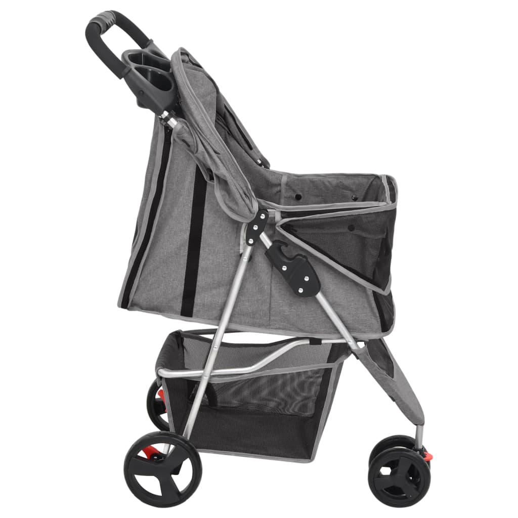 vidaXL Folding Dog Stroller Grey 80x46x98 cm Oxford Fabric