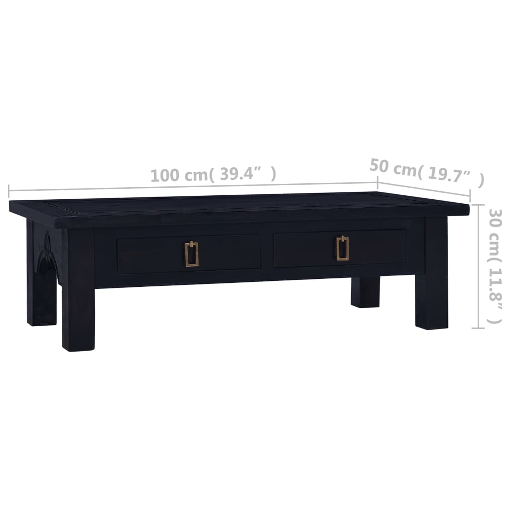 vidaXL Coffee Table Light Black Coffee 100x50x30 cm Solid Mahogany Wood