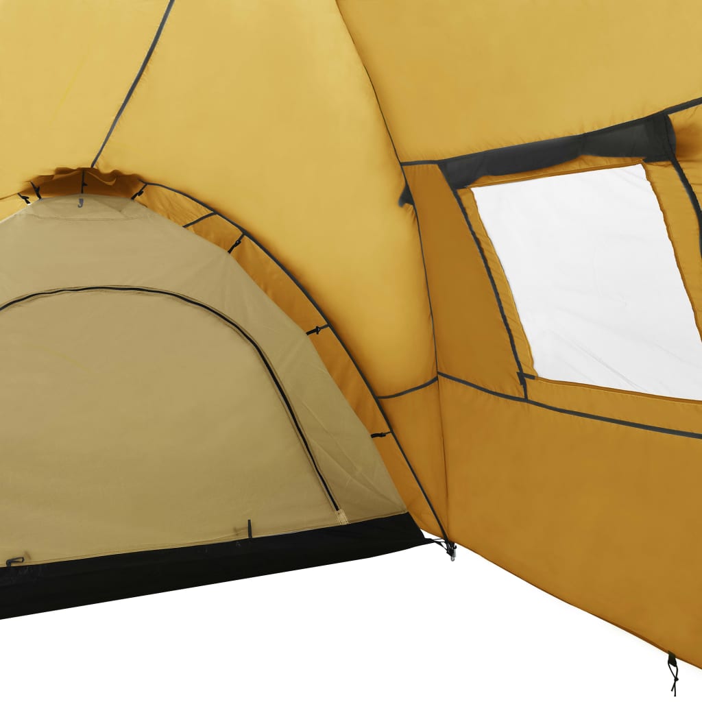 vidaXL Camping Igloo Tent 650x240x190 cm 8 Person Yellow