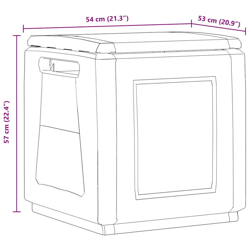 vidaXL Garden Storage Box 54x53x57 cm 130 L Dark Grey and Black