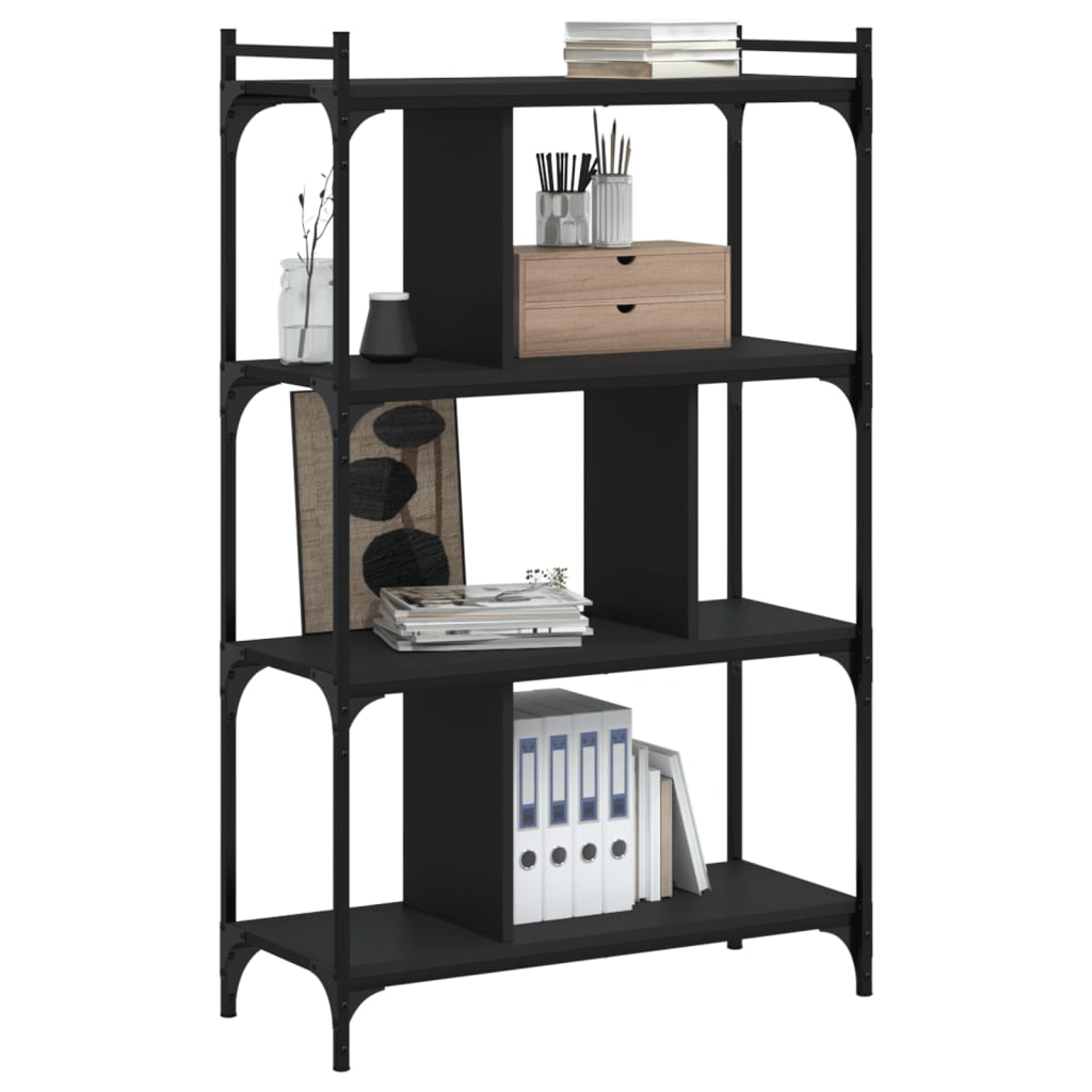 vidaXL Bookcase 4-Tier Black 76x32x123 cm Engineered Wood