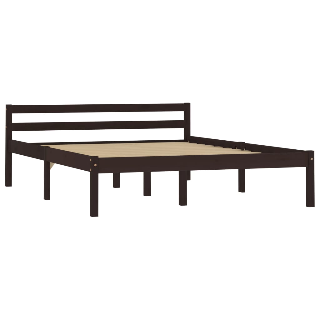 vidaXL Bed Frame Dark Brown Solid Pine Wood 120x200 cm