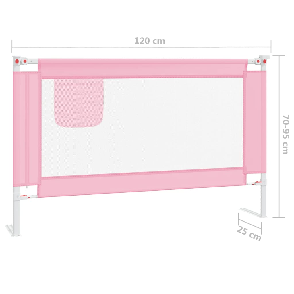 vidaXL Toddler Safety Bed Rail Pink 120x25 cm Fabric