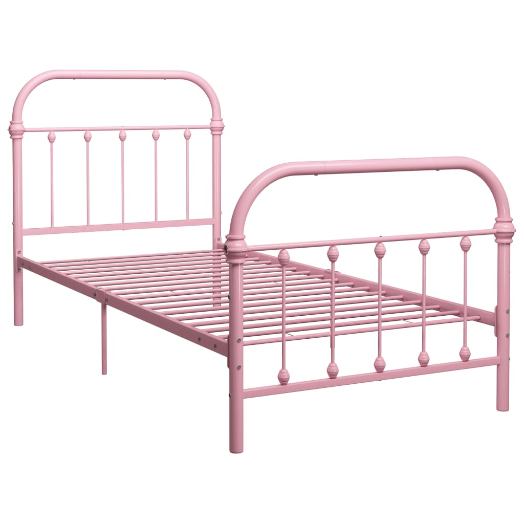 vidaXL Bed Frame Pink Metal 100x200 cm