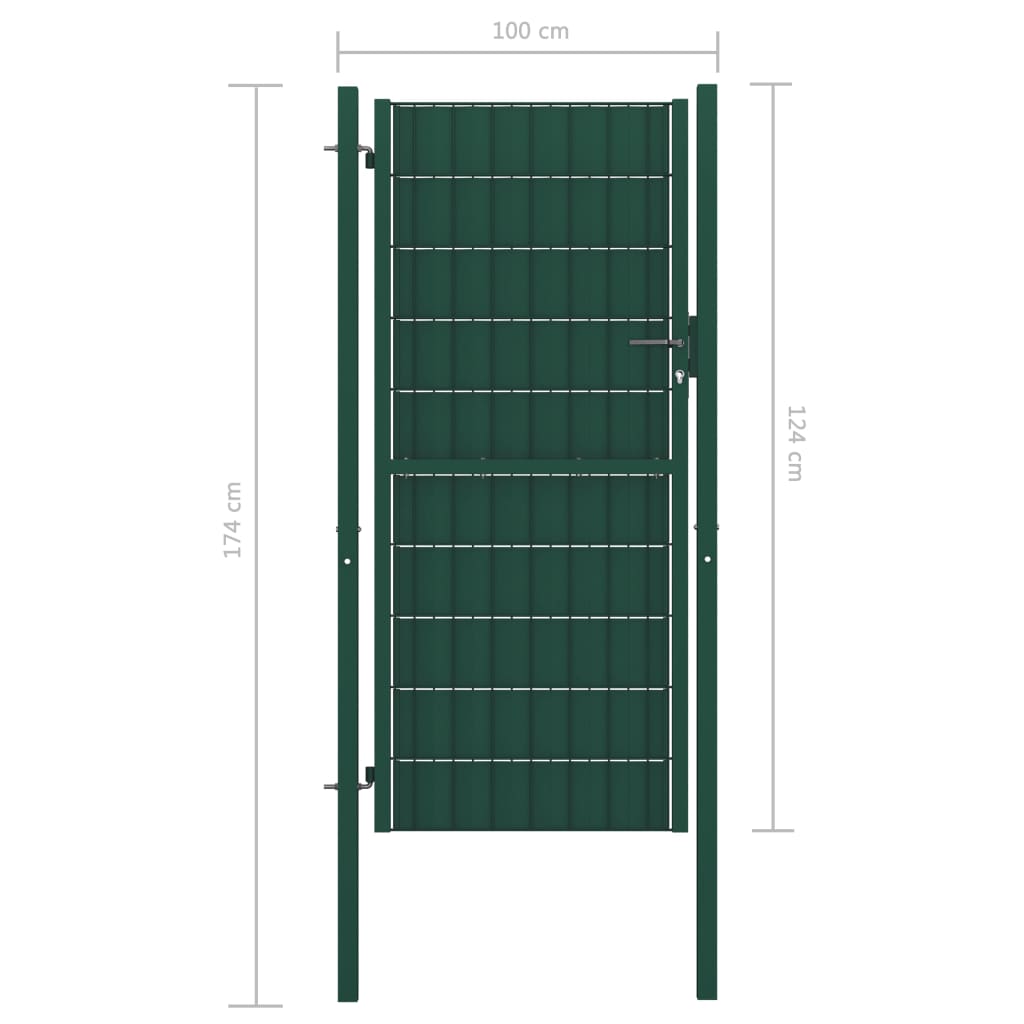 vidaXL Fence Gate PVC and Steel 100x124 cm Green