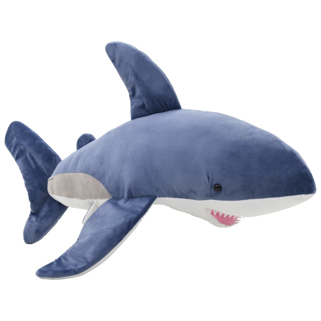 vidaXL White Shark Cuddly Toy Plush Blue and White