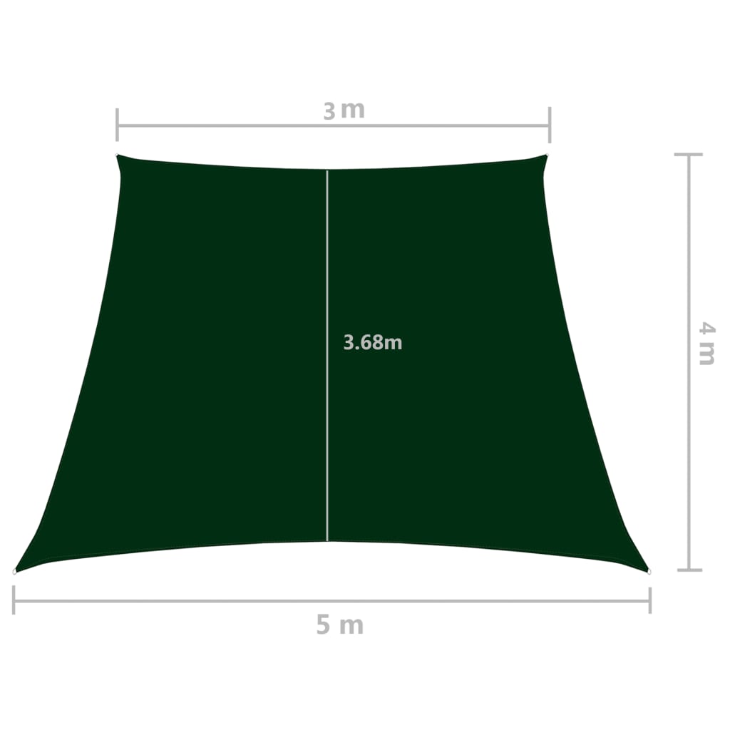 vidaXL Sunshade Sail Oxford Fabric Trapezium 3/5x4 m Dark Green