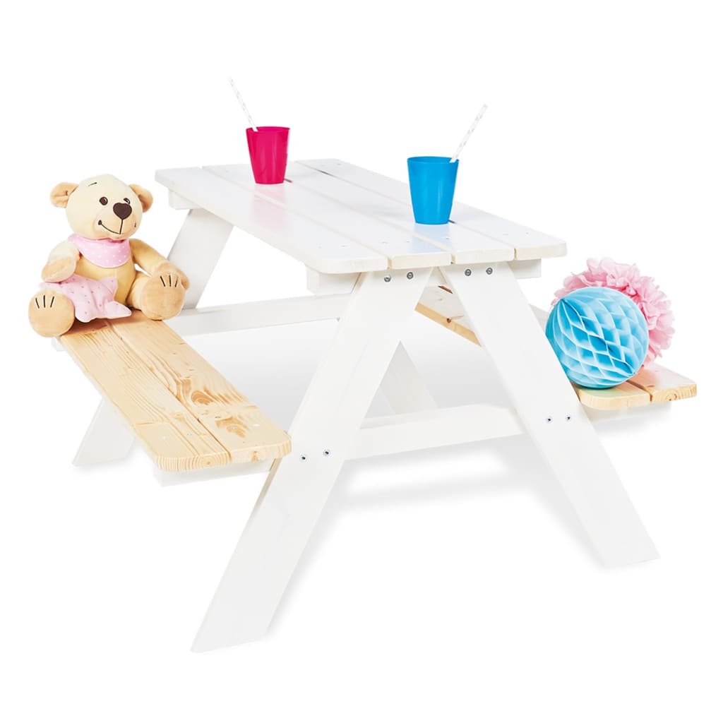 Pinolino Kid's Picnic Table with Bench Nicki für 4 Wood White