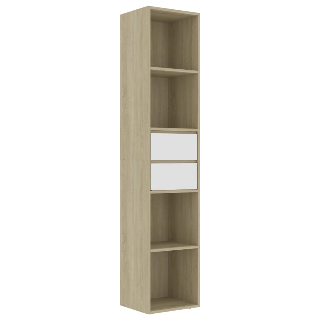 vidaXL Book Cabinet White and Sonoma Oak 36x30x171 cm Chipboard