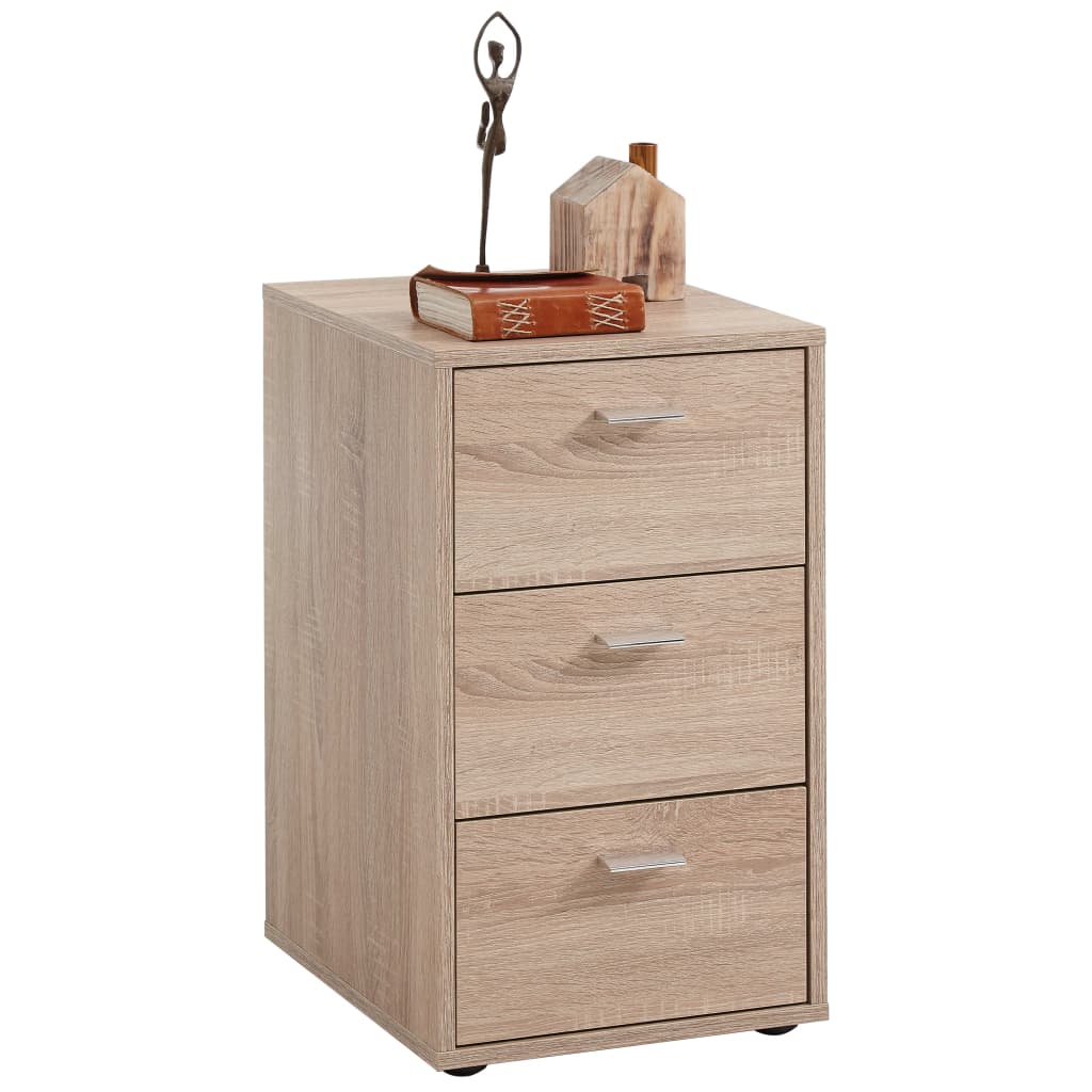 FMD Bedside Cabinet with 3 Drawers Oak