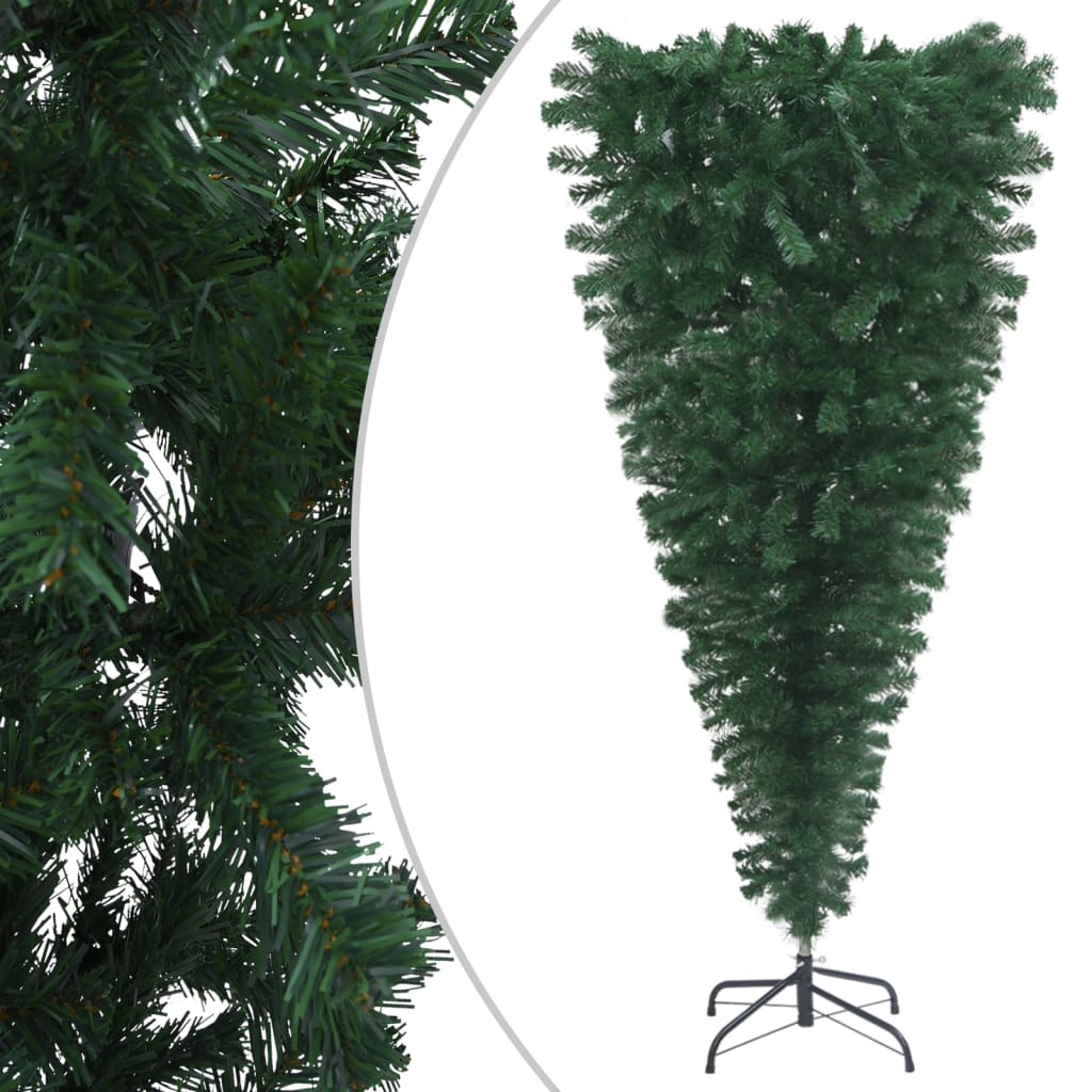 vidaXL Upside-down Artificial Pre-lit Christmas Tree Green 240 cm
