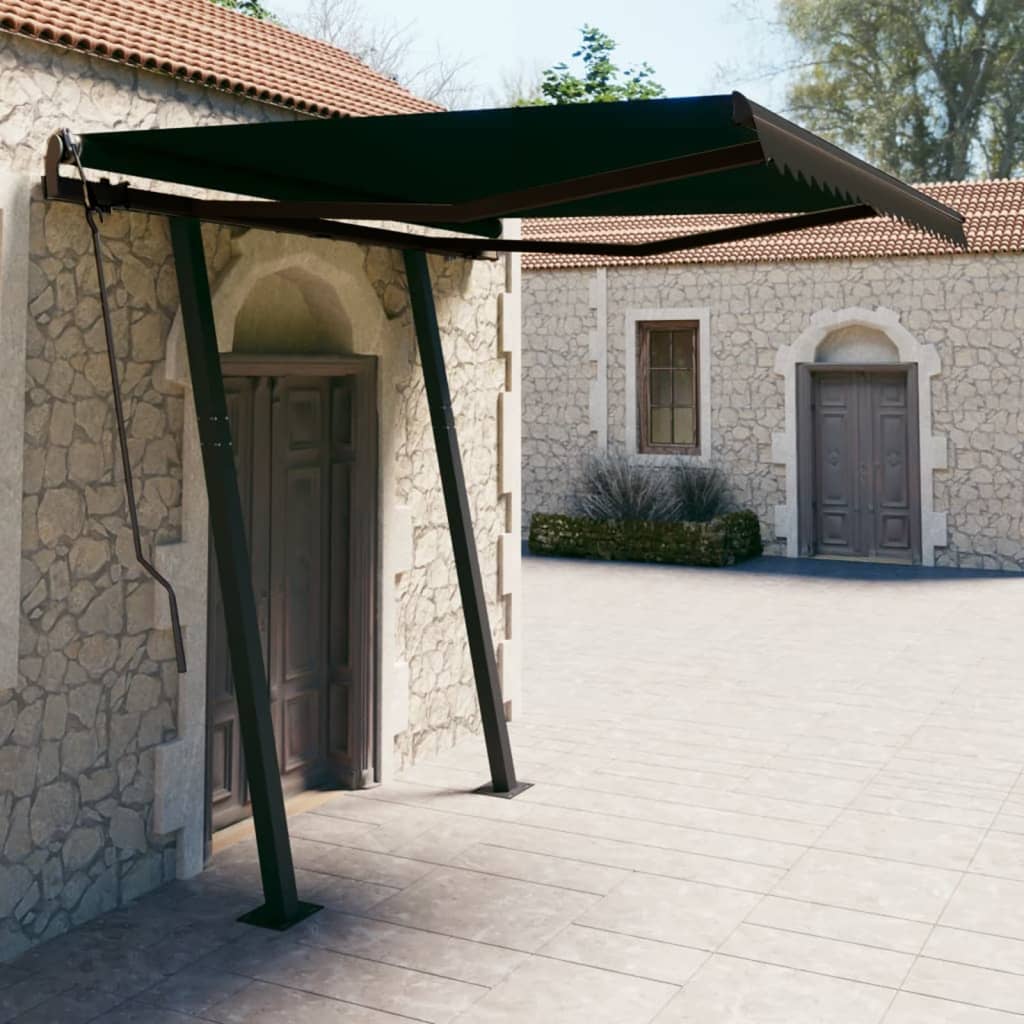 vidaXL Manual Retractable Awning with Posts 3.5x2.5 m Anthracite