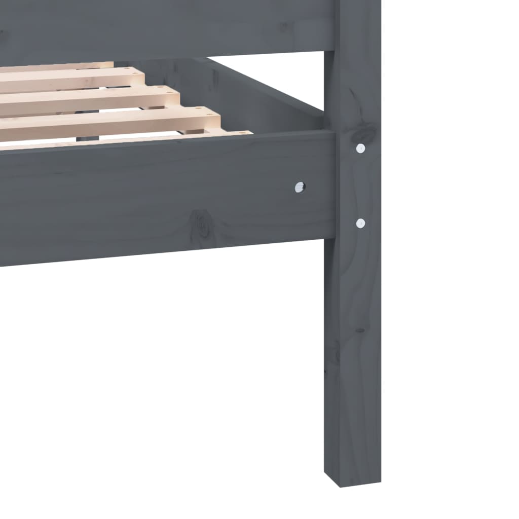 vidaXL Bed Frame Grey 75x190 cm Small Single Solid Wood