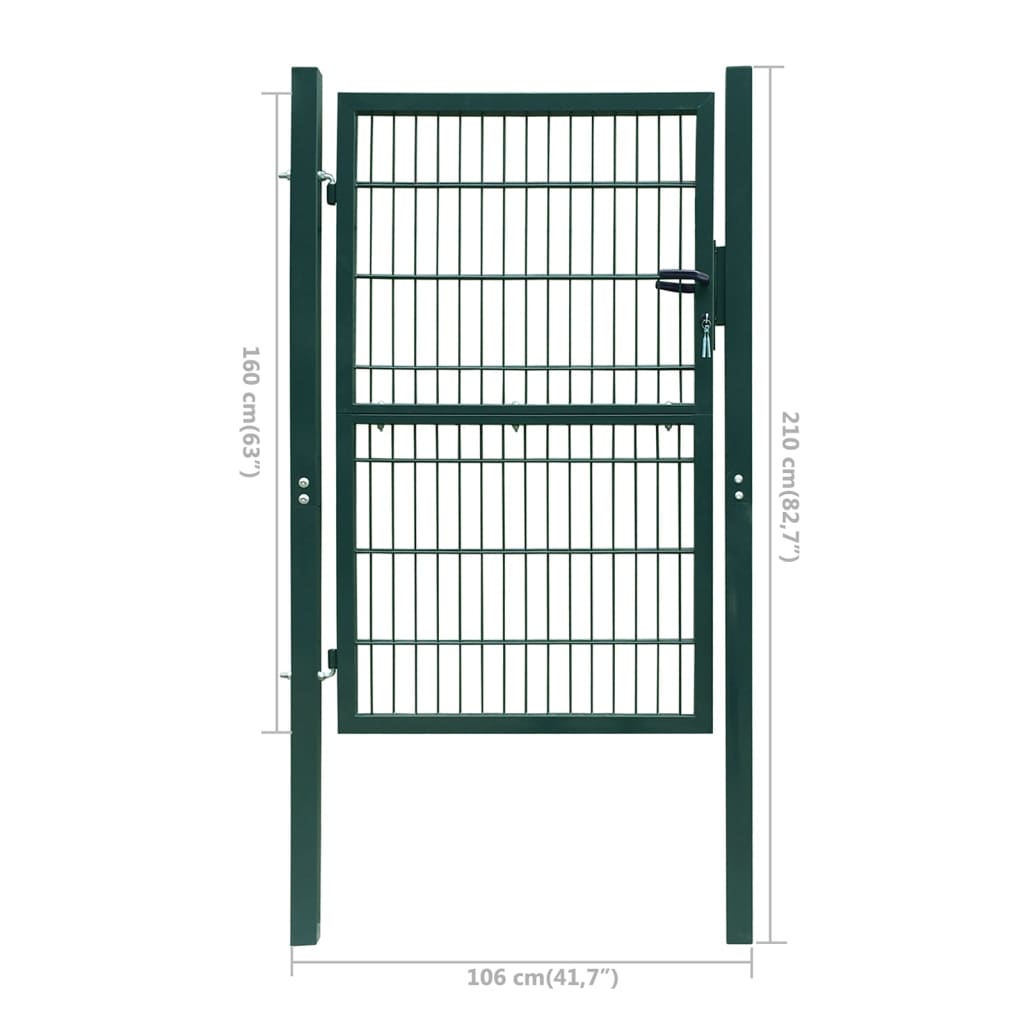 vidaXL 2D Fence Gate (Single) Green 106 x 210 cm