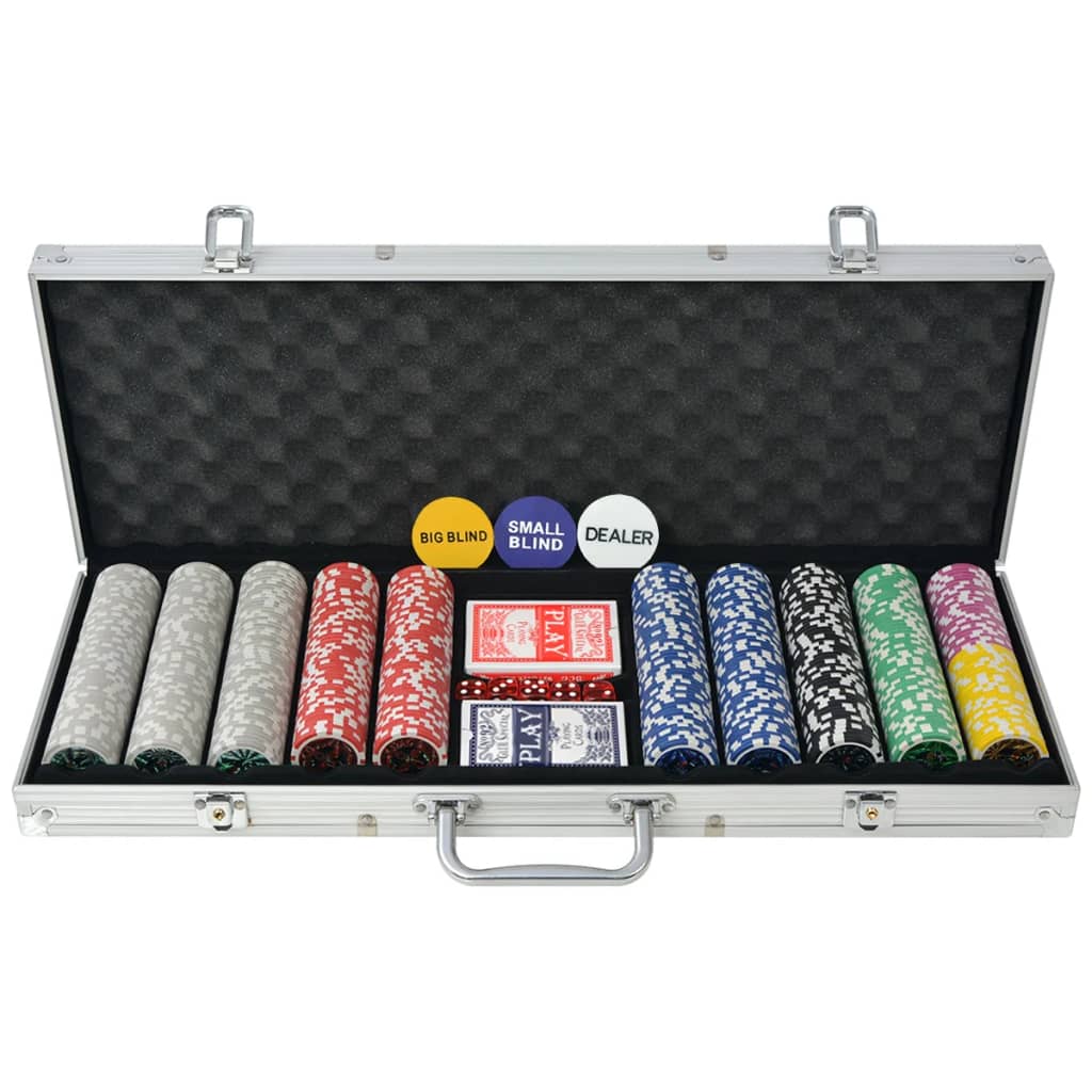vidaXL Poker Set with 500 Laser Chips Aluminium | vidaXL.co.uk
